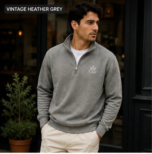 Crown & Grace Unisex Half-Zip Pullover