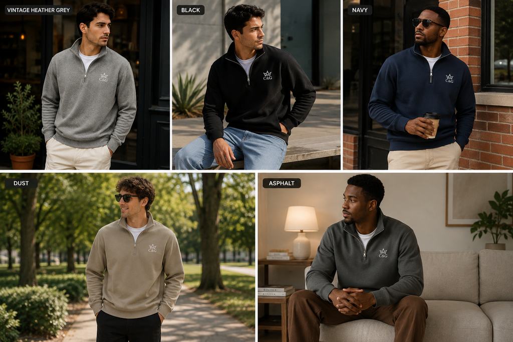 Crown & Grace Unisex Half-Zip Pullover