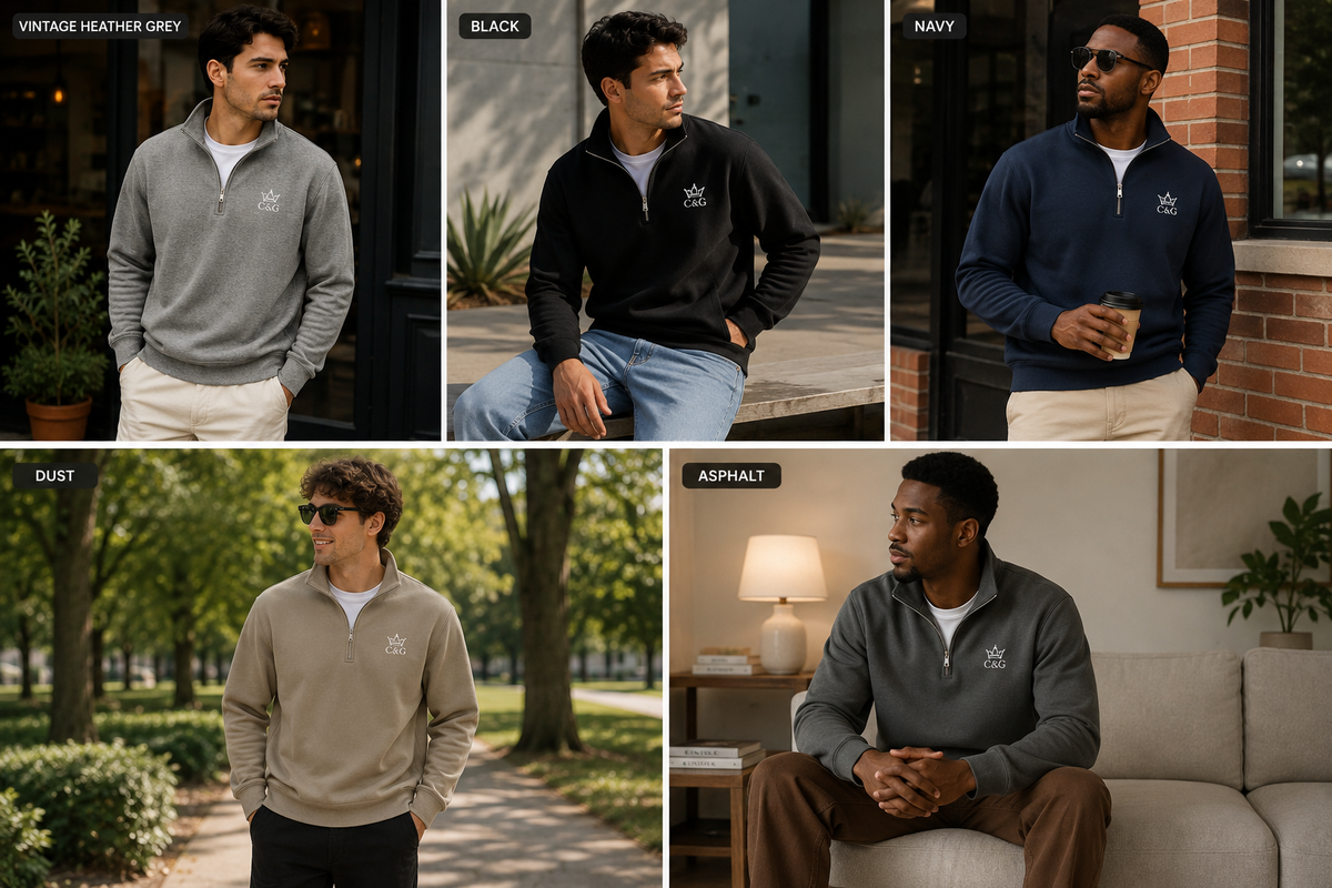 Crown & Grace Unisex Half-Zip Pullover