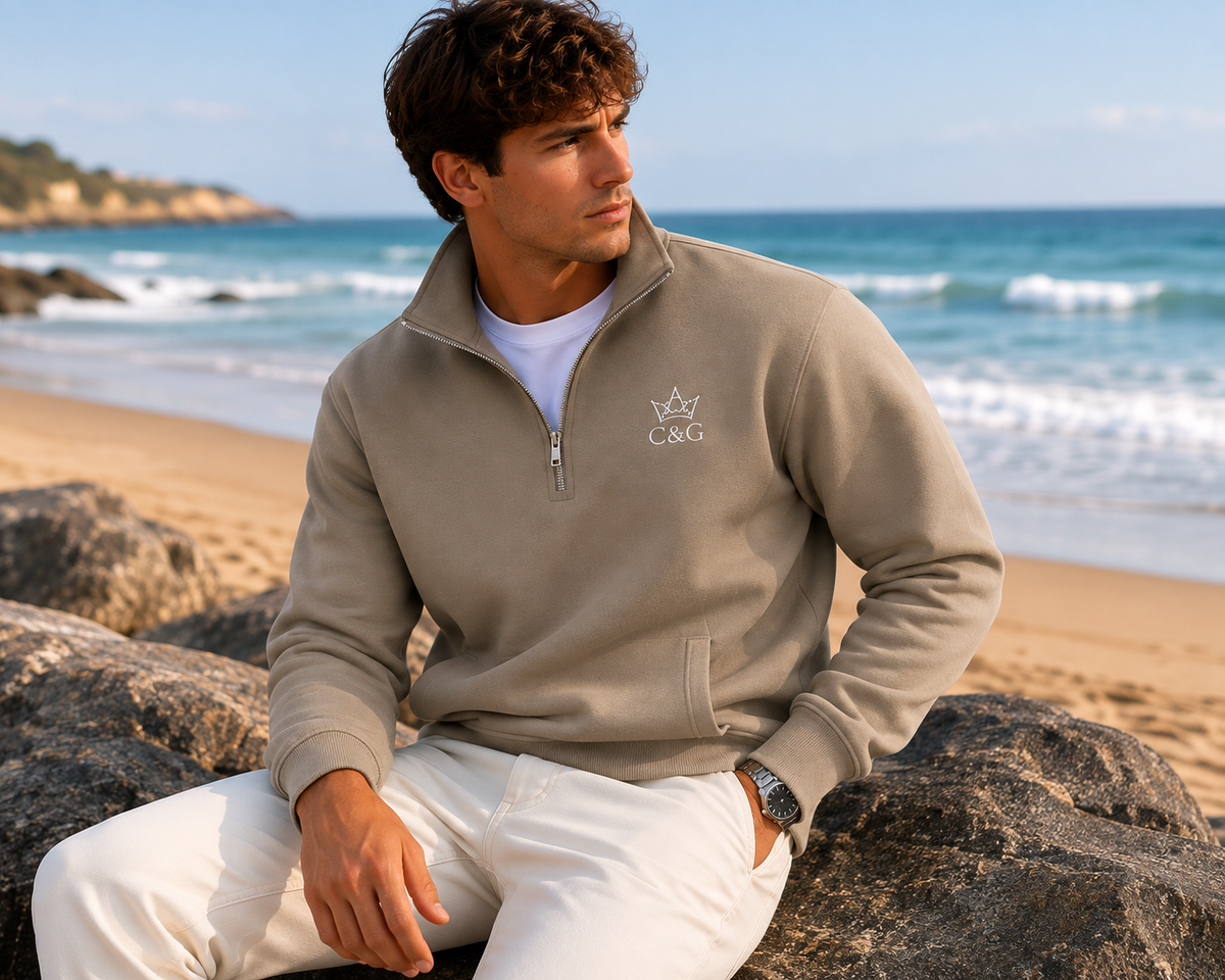Crown & Grace Unisex Half-Zip Pullover