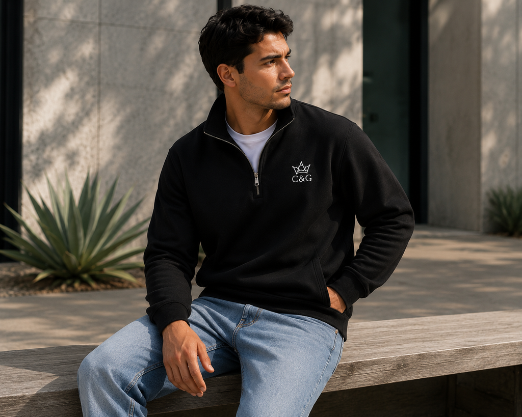 Crown & Grace Unisex Half-Zip Pullover