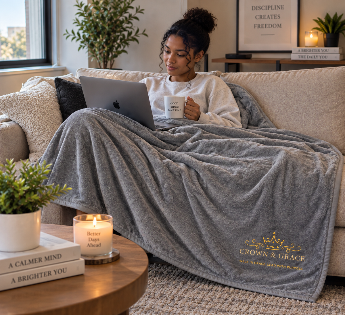 Crown & Grace Signature Sherpa Blanket