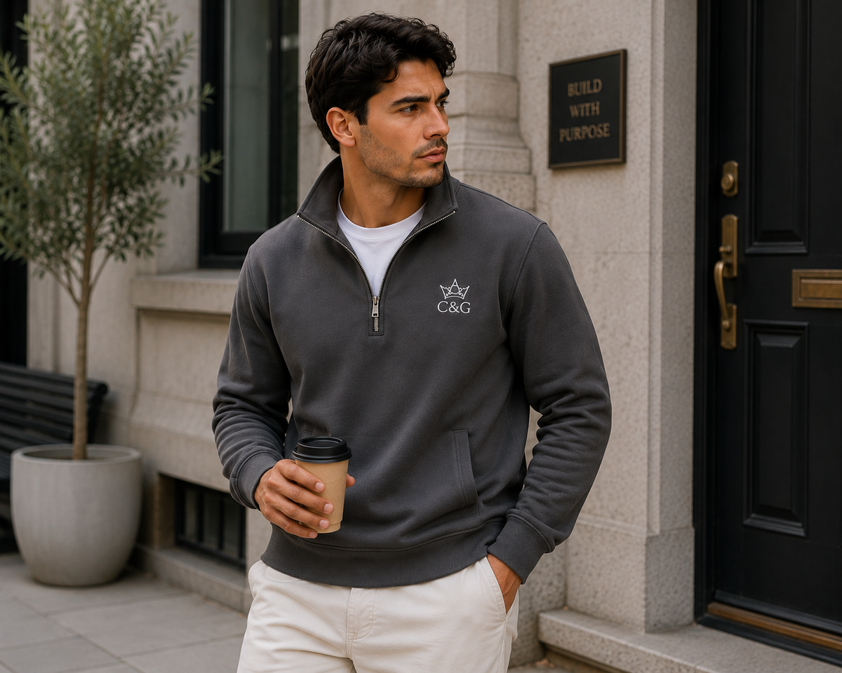 Crown & Grace Unisex Half-Zip Pullover