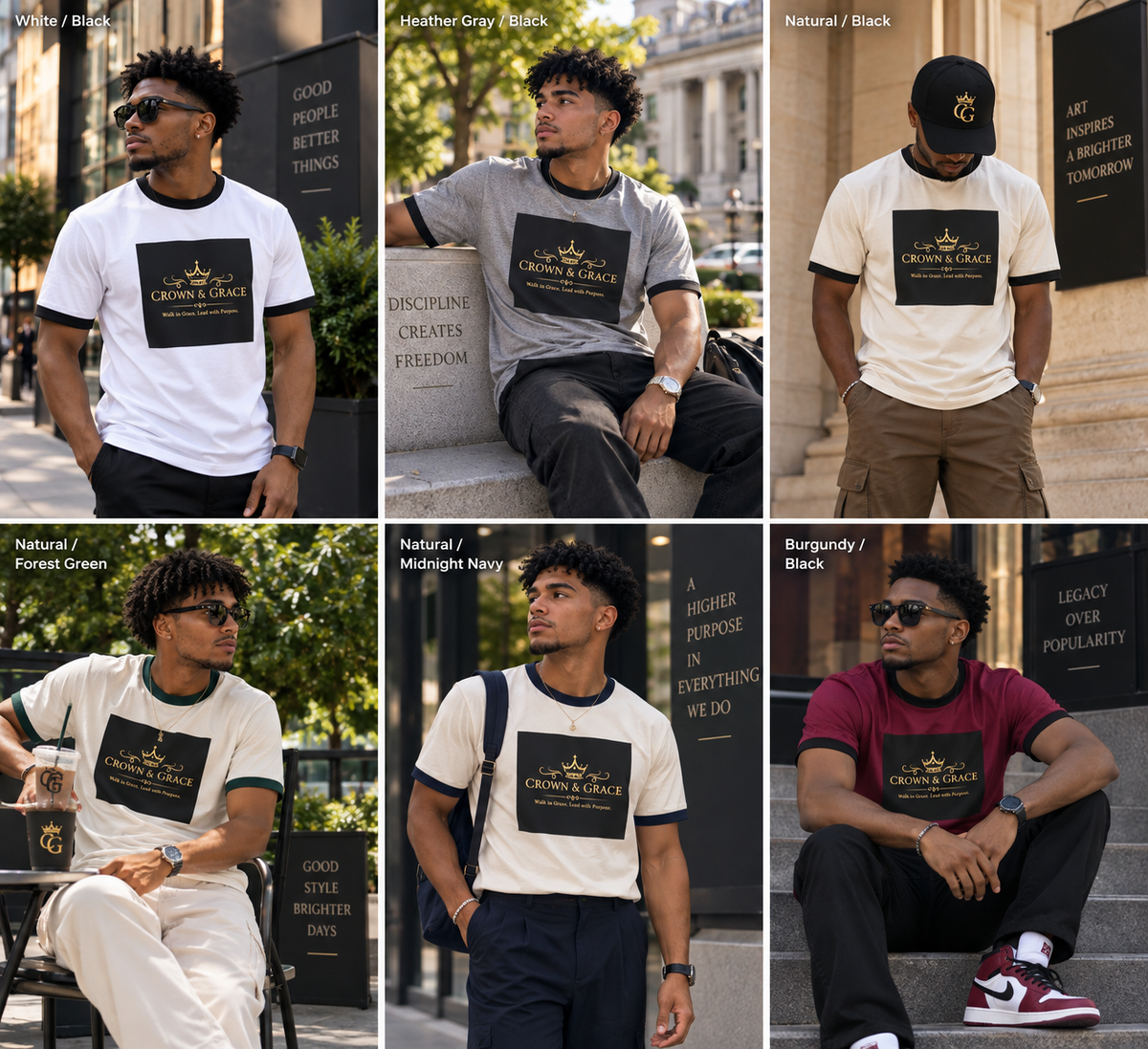 Crown & Grace Classic Unisex Ringer T-Shirt