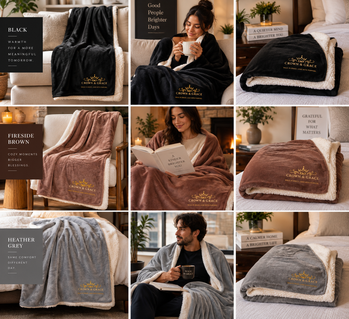 Crown & Grace Signature Sherpa Blanket