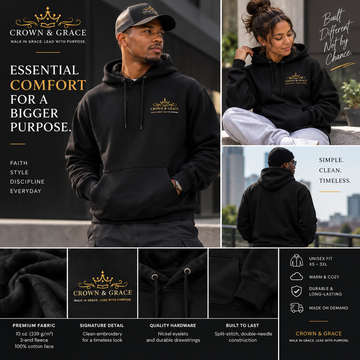 Crown & Grace Unisex Heavyweight Premium Hoodie